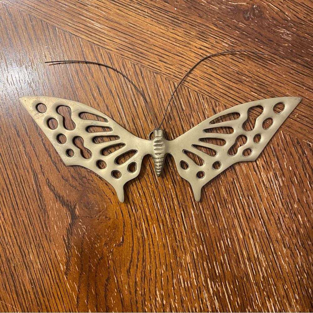 Vintage Brass Butterfly Hanging Wall Decor Art